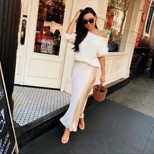 ivory silk like maxi skirt